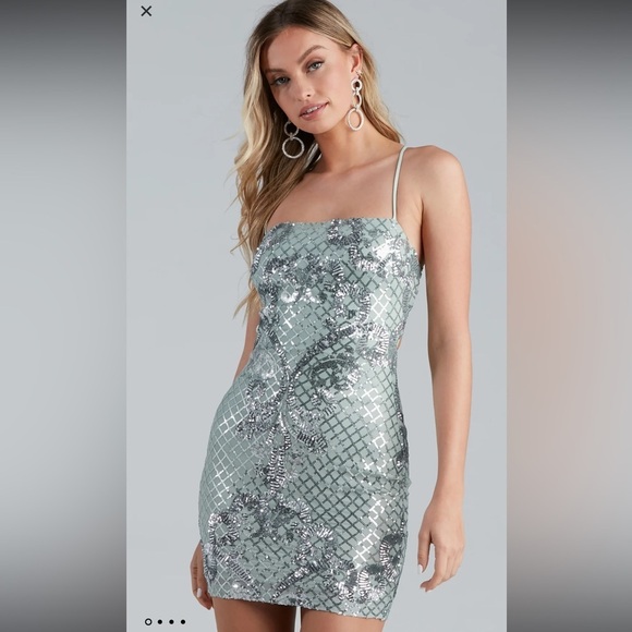 Windsor Makin' Magic Damask Sequin Mini Dress - Picture 1 of 10